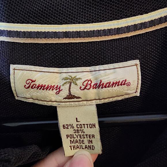 Tommy Bahama Polo Shirt Mens Large Black Fish Logo Classic Preppy - Picture 7 of 8